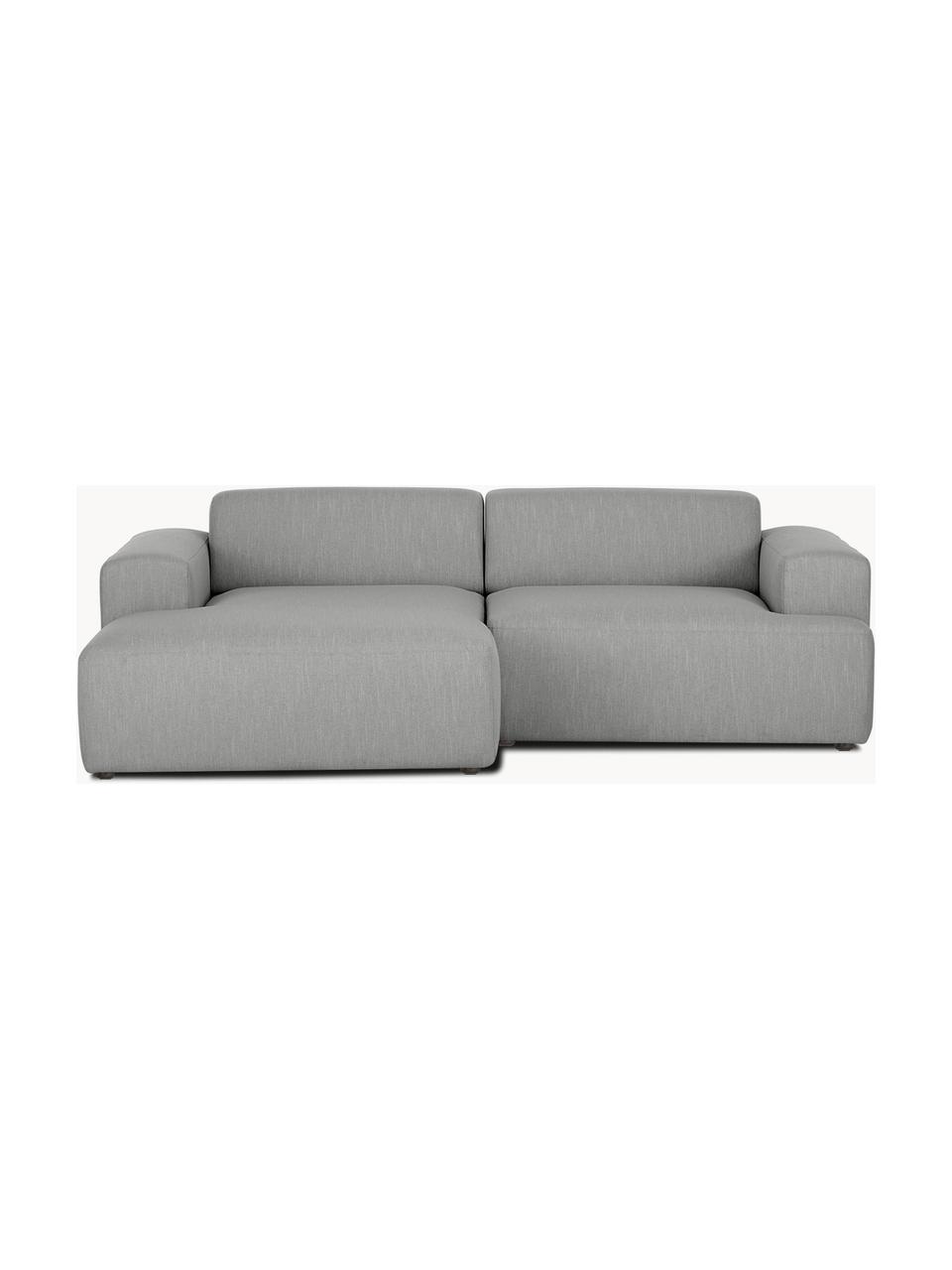 Divano angolare 3 posti Melva, Rivestimento: 100% poliestre Il rivesti, Struttura: pino massiccio, certifica, Tessuto grigio, Larg. 239 x Alt. 143 cm, chaise-longue a destra