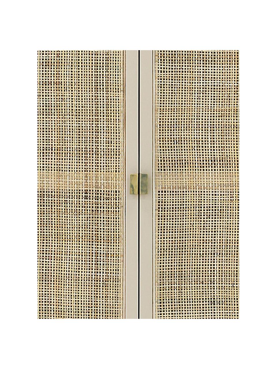 Kledingkast Retro met kledingstang, 2 deuren, Frame: sukai hout, MDF, Handvatten: messing, Zandkleurig, 125 x 200 cm
