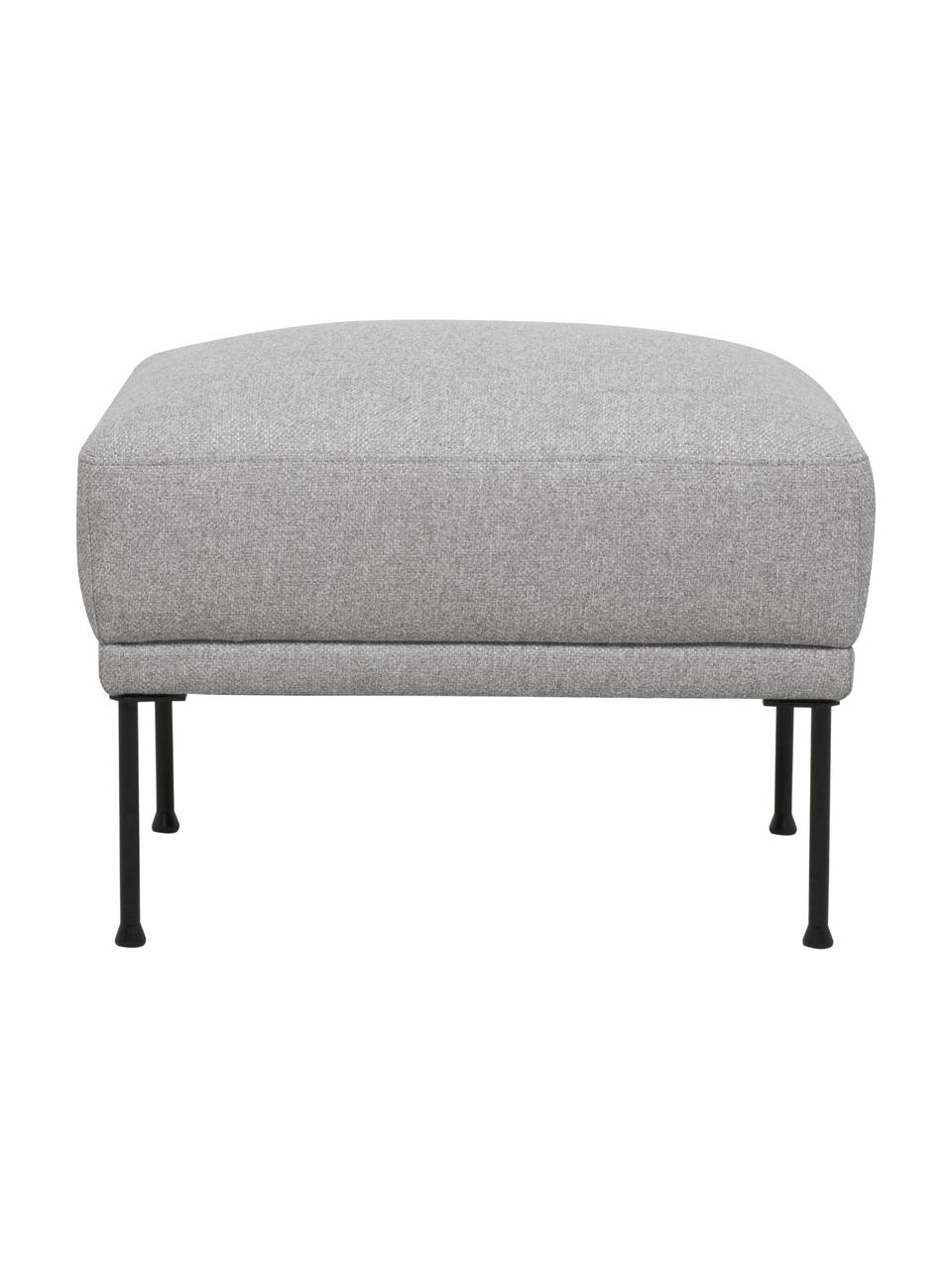 Tabouret/repose-pieds avec pieds en métal Fluente, Tissu gris clair, larg. 62 x haut. 46 cm