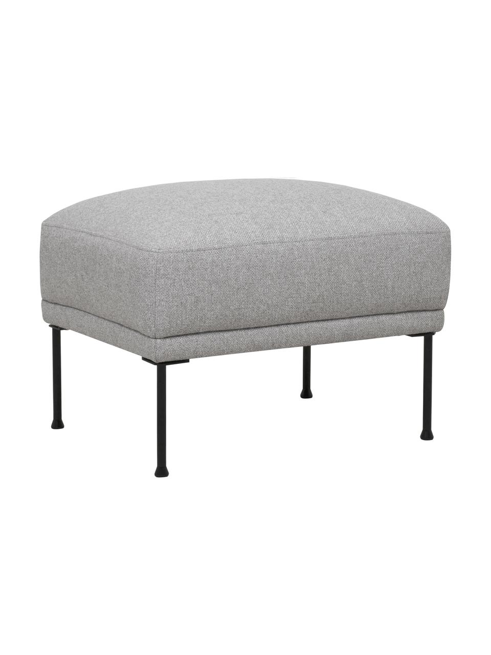 Poggiapiedi da divano in velluto con piedini in metallo Fluente, Rivestimento: 80% poliestere, 20% ramiè, Struttura: legno di pino massiccio, Piedini: metallo verniciato a polv, Tessuto grigio chiaro, Larg. 62 x Alt. 46 cm