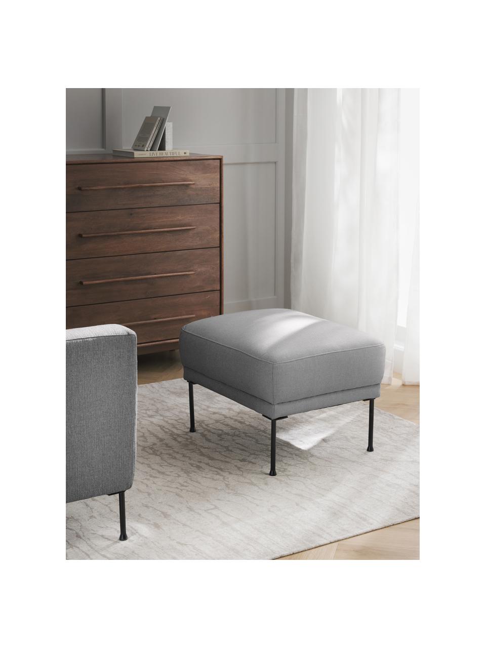 Sofa-Hocker Fluente, Bezug: 80% Polyester, 20% Ramie , Gestell: Massives Kiefernholz, FSC, Webstoff Hellgrau, B 62 x T 50 cm
