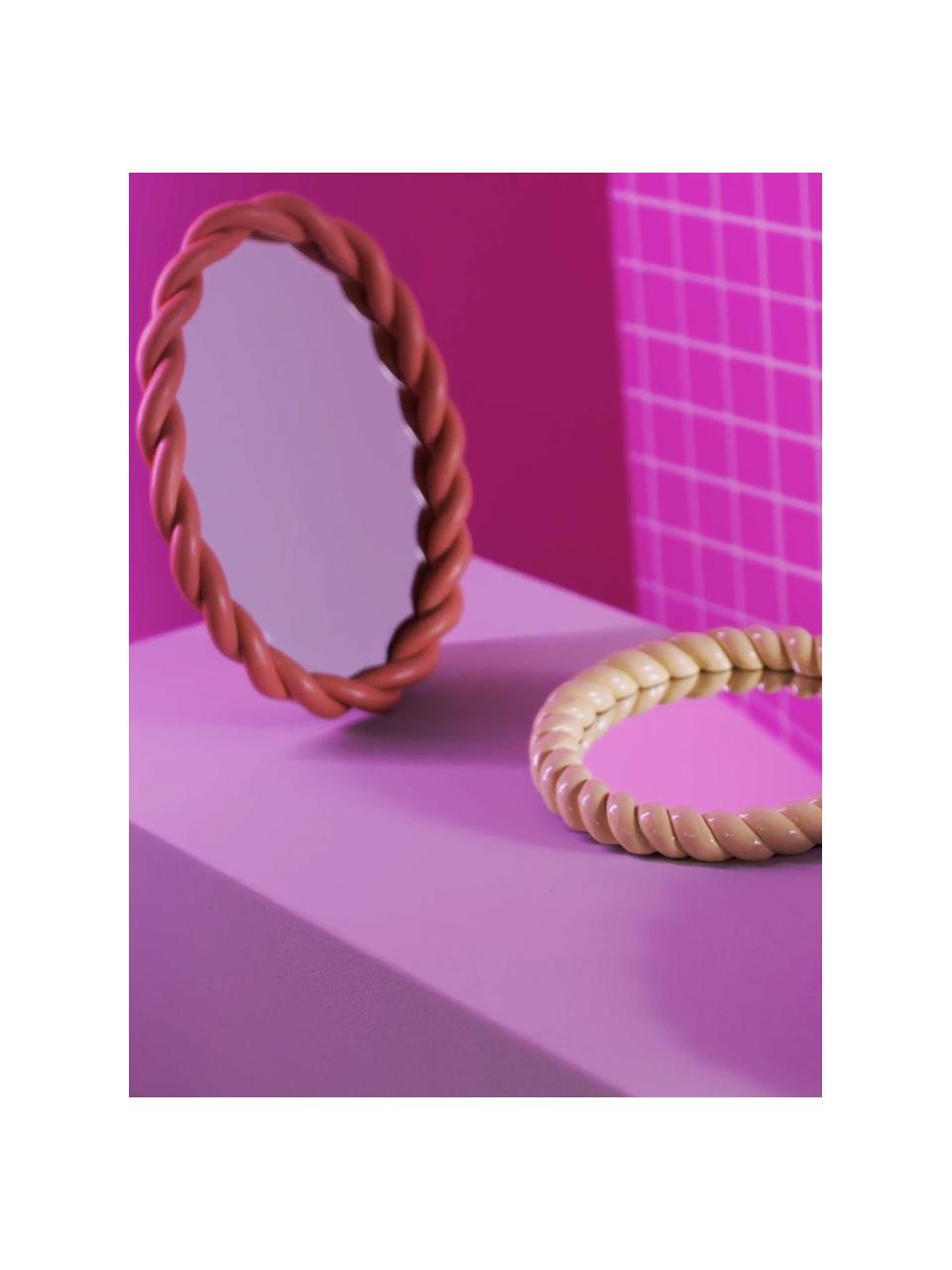 Espejo de pared ovalado Braid, Espejo: cristal, Rosa palo, An 26 x Al 35 cm