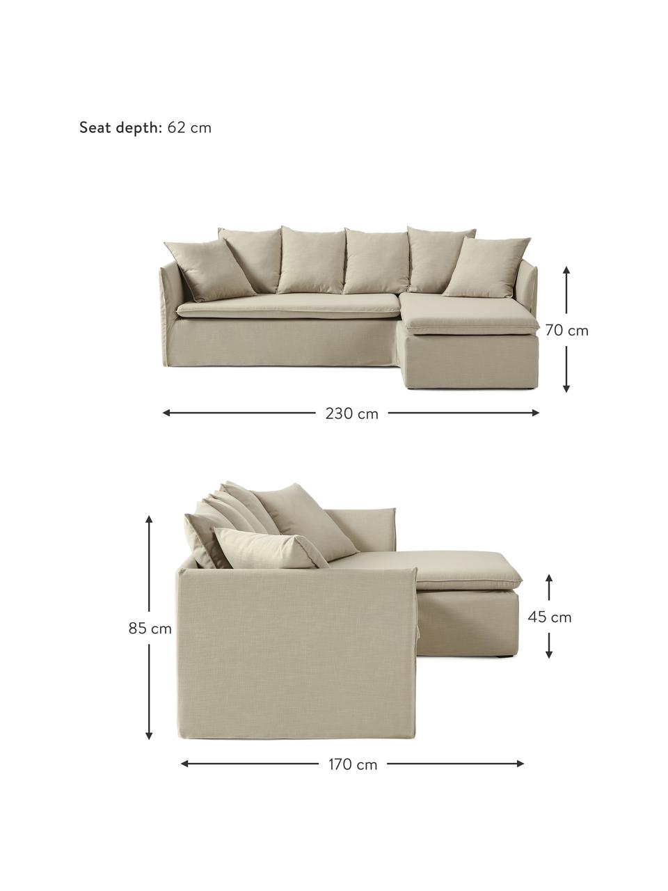 Ecksofa Mila (3-Sitzer), Bezug: 100% Polyester Der hochwe, Gestell: Kieferholz, Faserplatte, , Webstoff Dunkelgrau, B 230 x H 85 cm, Eckteil rechts
