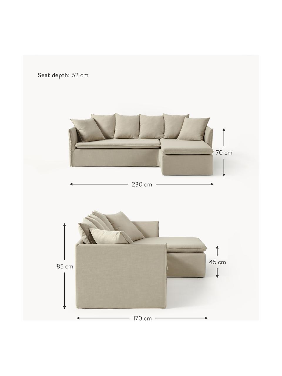 Ecksofa Mila (3-Sitzer), Bezug: 100% Polyester Der hochwe, Gestell: Kieferholz, Faserplatte, , Webstoff Dunkelgrau, B 230 x T 170 cm, Eckteil rechts