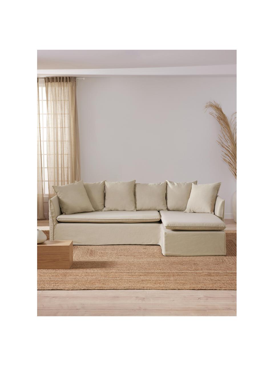 Canapé d'angle ( 3 places) Mila, Tissu gris foncé, larg. 230 x haut. 85 cm, méridienne à droite