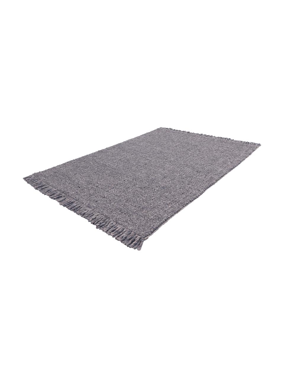 Handgewebter Wollteppich Alvin in Taupe meliert mit Fransenabschluss, Flor: 60% Wolle, 40% Viskose, Taupe, meliert, B 120 x L 170 cm (Größe S)