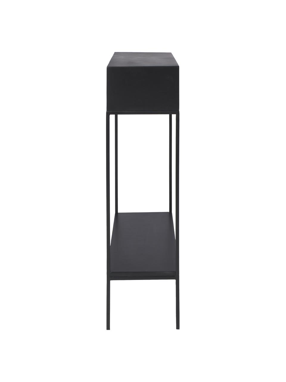 Consolle in legno massiccio con vani a giorno Lyle, Struttura: metallo verniciato a polv, Nero, Larg. 105 x Alt. 89 cm