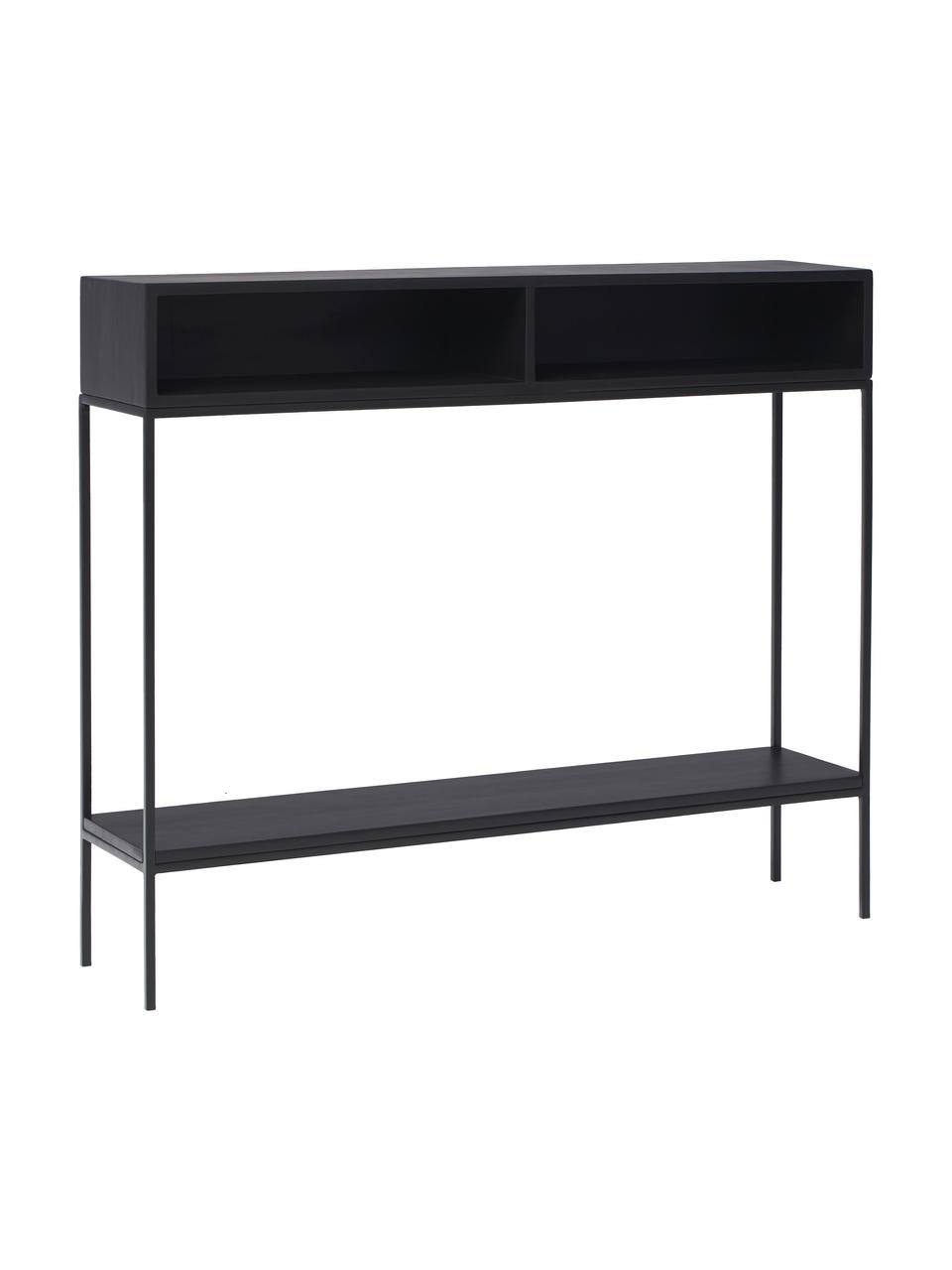 Consola de recibidor de madera maciza Lyle, Estructura: metal con pintura en polv, Negro, An 105 x Al 89 cm