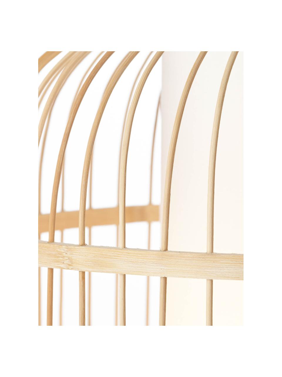 Lámpara de techo de bambú Bones, Pantalla: bambú, Anclaje: metal recubierto, Cable: cubierto en tela, Beige, blanco, Ø 30 x Al 40 cm
