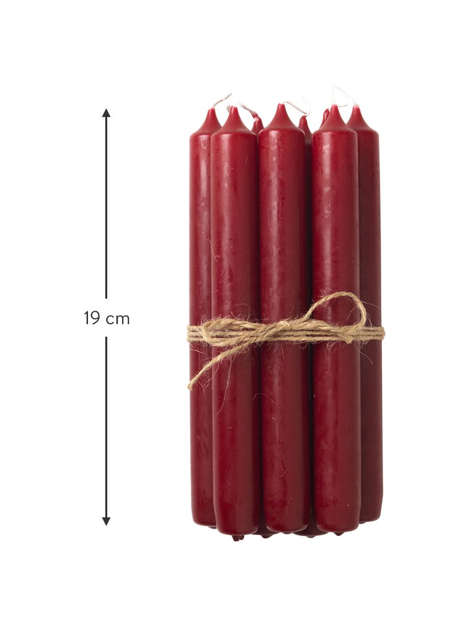 Stabkerzen Classic, 10 Stück, Paraffin, Rot, Ø 2 x H 19 cm