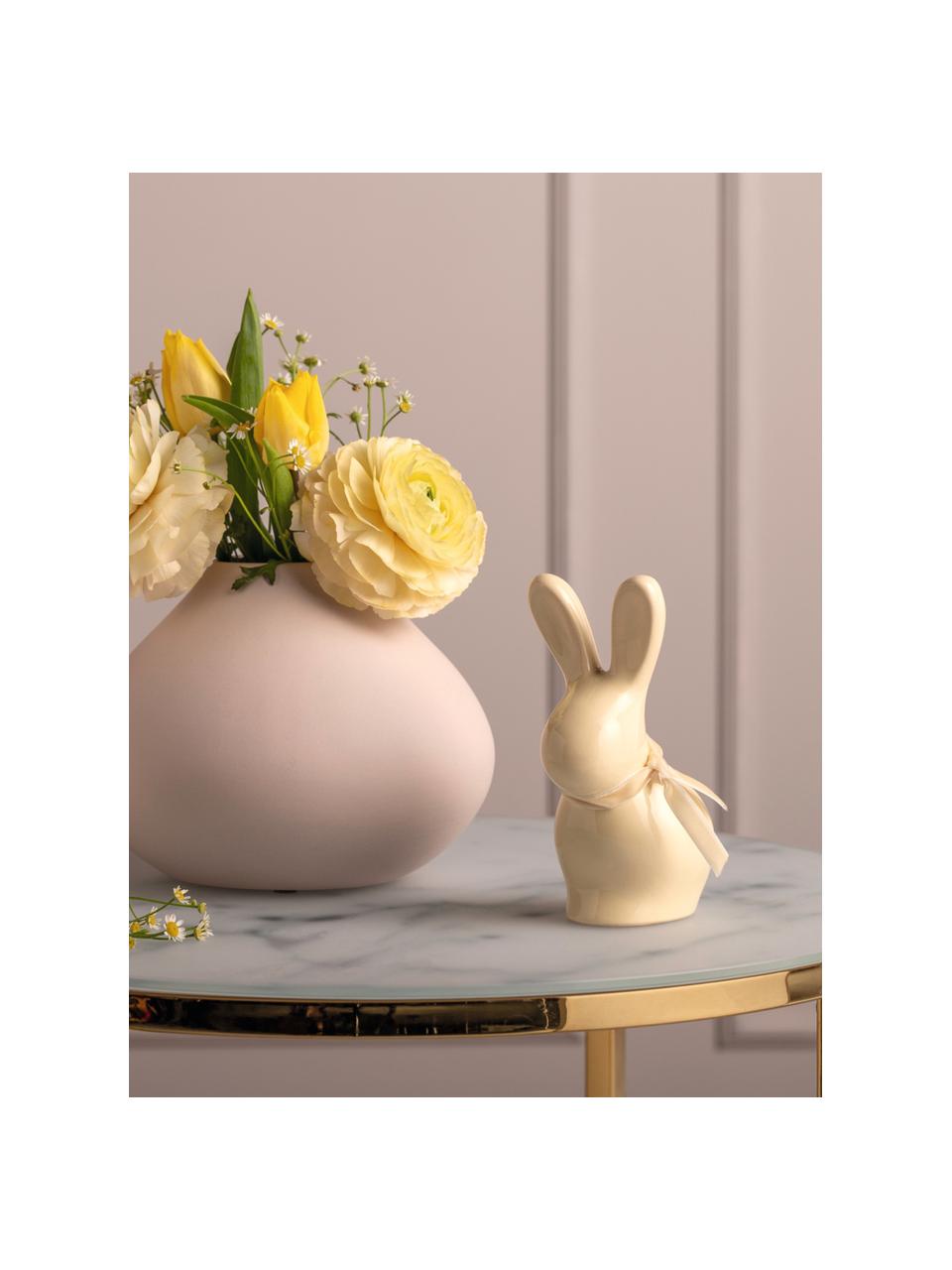 Set de figuras decorativas conejos de porcelana Pesaro, 2 uds., Porcelana, Amarillo, rosa, An 11 x Al 15 cm