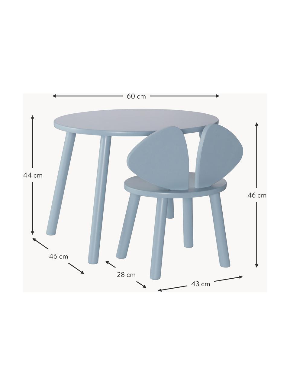Set de mesa infantil con silla Mouse, 2 pzas., Chapa de madera de abedul pintada

Este producto está hecho de madera de origen sostenible y con certificación FSC®., Azul claro, Set de diferentes tamaños