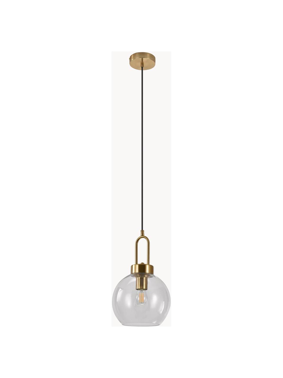 de madera de chopo Luton, Pantalla: vidrio, Cable: cubierto en tela, Transparente brillante, Ø 25 x Al 33 cm