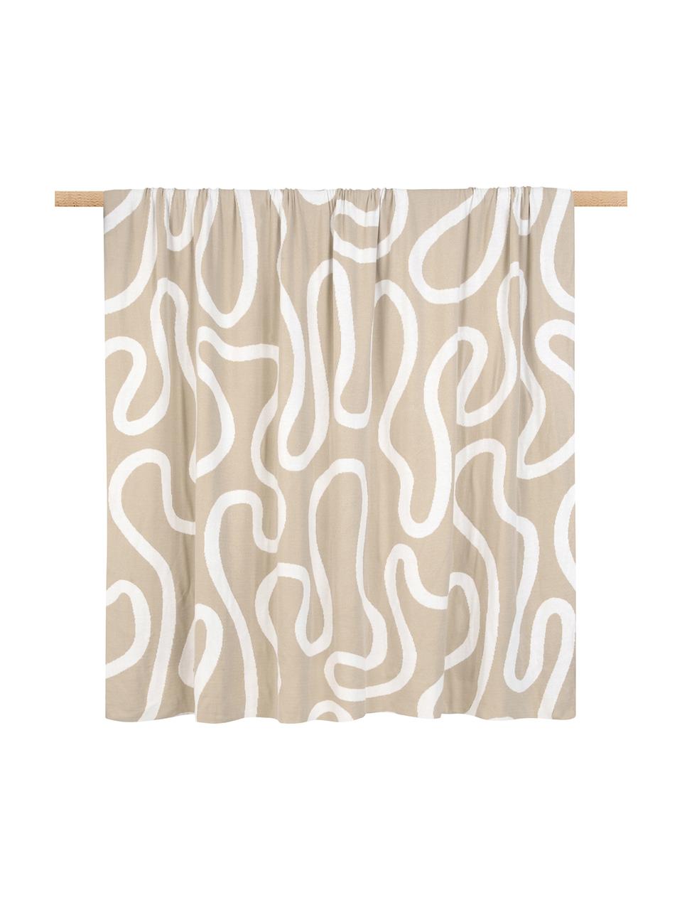 Feinstrick-Wendeplaid Amina mit abstraktem Linienmuster, 100% Baumwolle, Beige/ Weiß, 150 x 200 cm