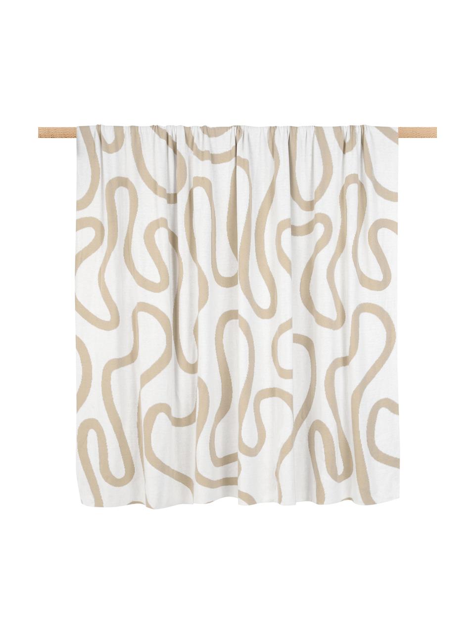 Feinstrick-Wendeplaid Amina mit abstraktem Linienmuster, 100% Baumwolle, Beige/ Weiß, 150 x 200 cm