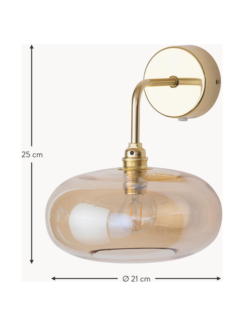 Wandleuchte Horizon aus mundgeblasenem Glas, Lampenschirm: Glas, mundgeblasen, Beige, Goldfarben, B 21 x T 24 cm