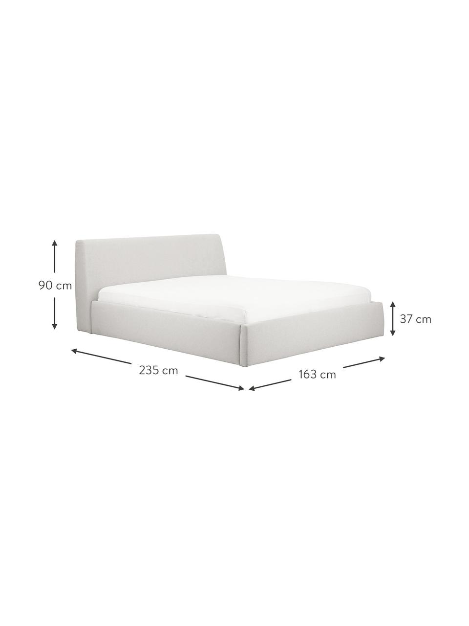 Cama tapizada Cloud, con espacio de almacenamiento, Tapizado: tejido finamente texturiz, Estructura: madera de pino maciza con, Tejido gris claro, An 160 x L 200 cm
