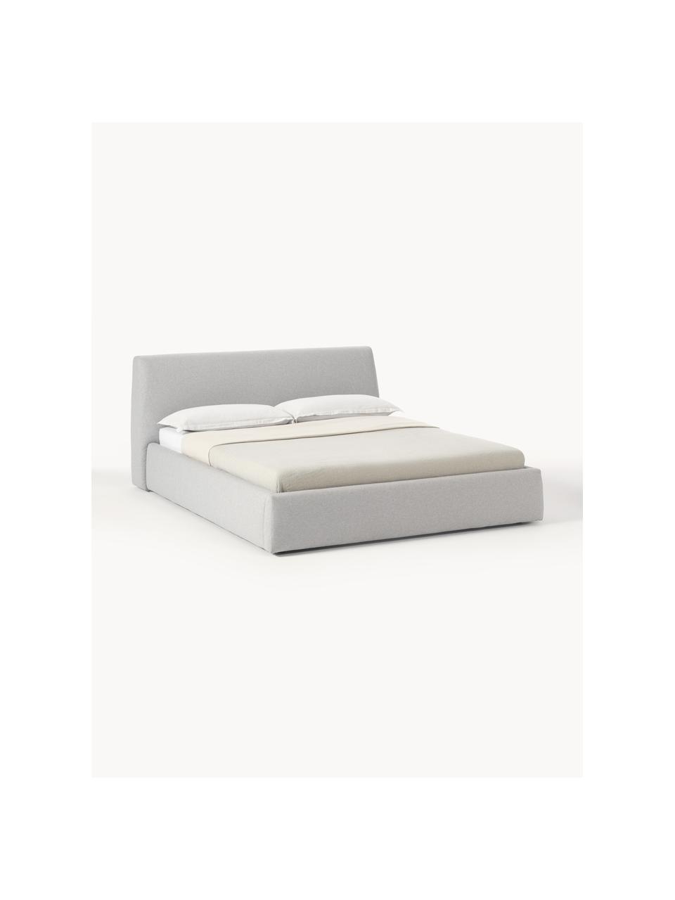 Letto imbottito con contenitore Cloud, Rivestimento: tessuto finemente struttu, Piedini: legno laccato Questo prod, Tessuto grigio chiaro, Larg. 160 x Lung. 200 cm