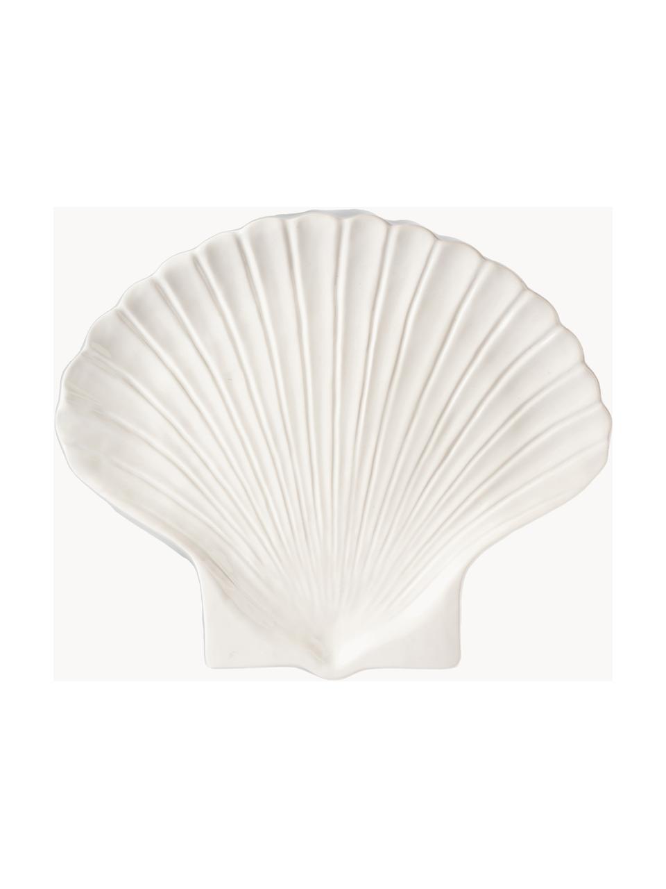 Plat de service en dolomite Shell, Dolomite, Blanc, larg. 36 x long. 30 cm