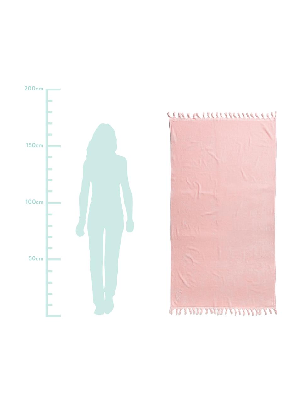 Telo fouta in cotone Lushie, Cotone
Qualità del tessuto media, 355 g/m², Rosa cipria, Larg. 100 x Lung. 180 cm