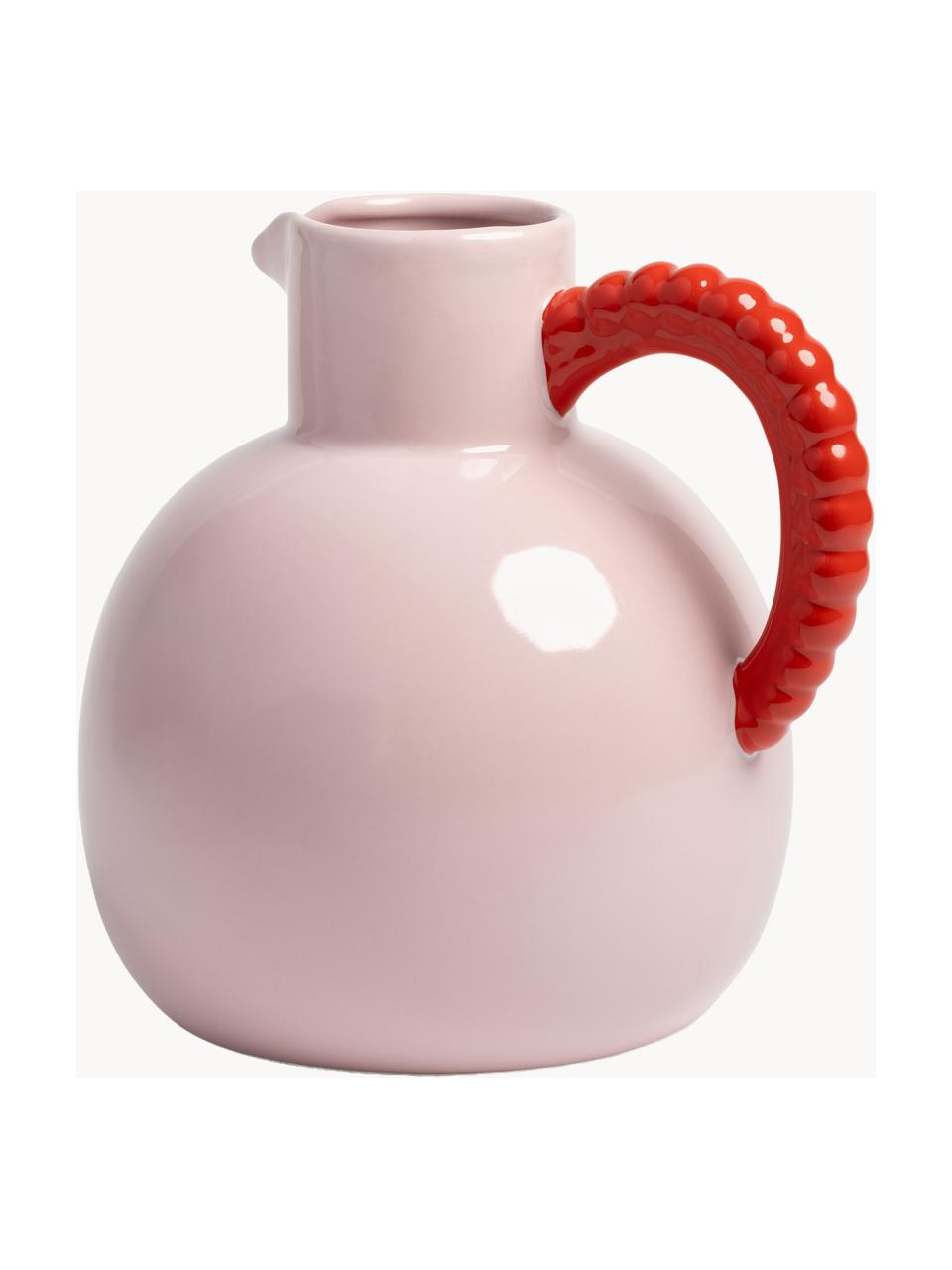 Carafe à eau artisanale Pearl, 2,5 L, Grès cérame, Rose pâle, rouge corail, 2,5 L