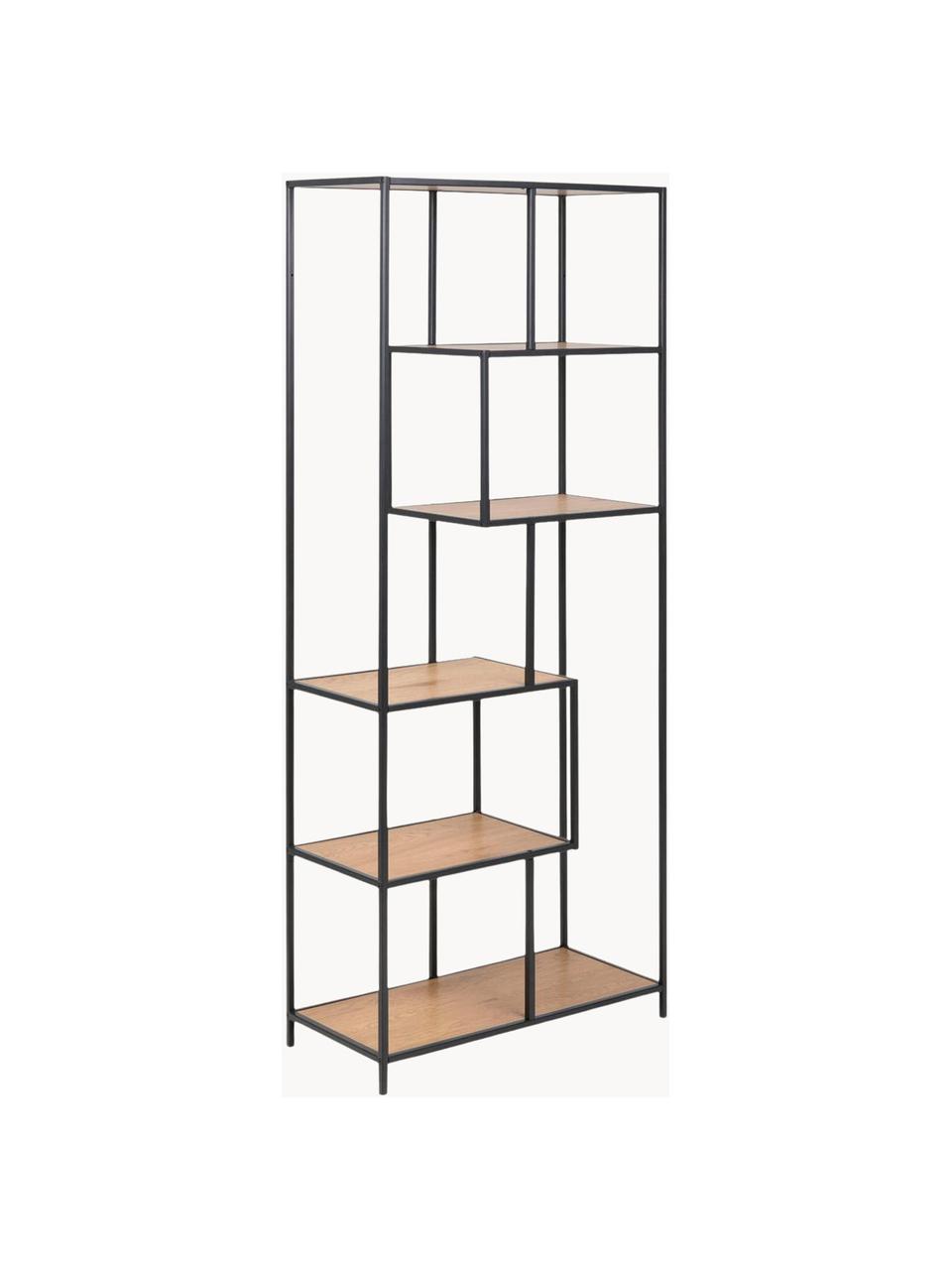 Étagère haute Seaford, Beige dans aspect bois, noir, larg. 77 x haut. 185 cm