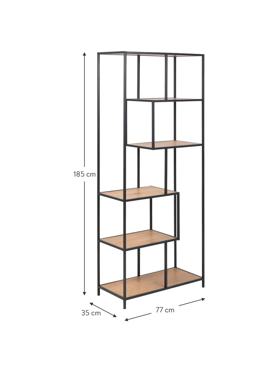 Wandrek Seaford, Frame: gepoedercoat metaal, Houtoptiek, zwart, B 77 x H 185 cm