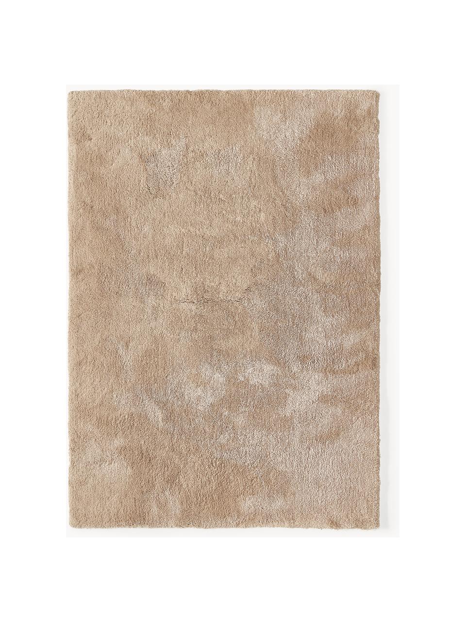 Puszysty dywan z długim włosiem Leighton, Mikrofibra (100% poliester z certyfikatem GRS), Nugatowy, S 80 x D 150 cm (Rozmiar XS)