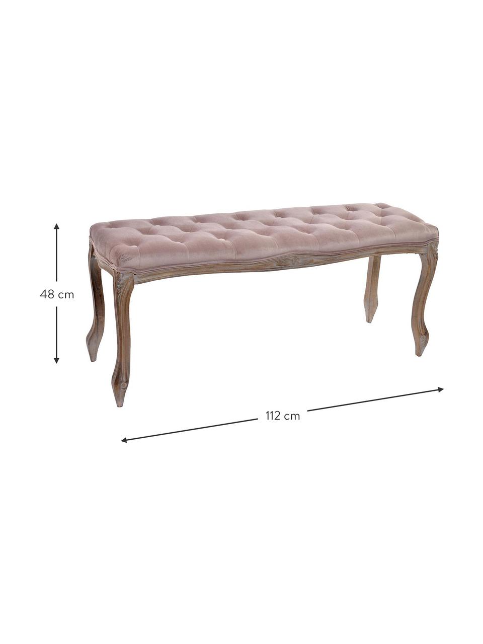 Banco Ilona, Patas: madera de caucho, Tapizado: poliéster, Rosa palo, An 112 x Al 48 cm