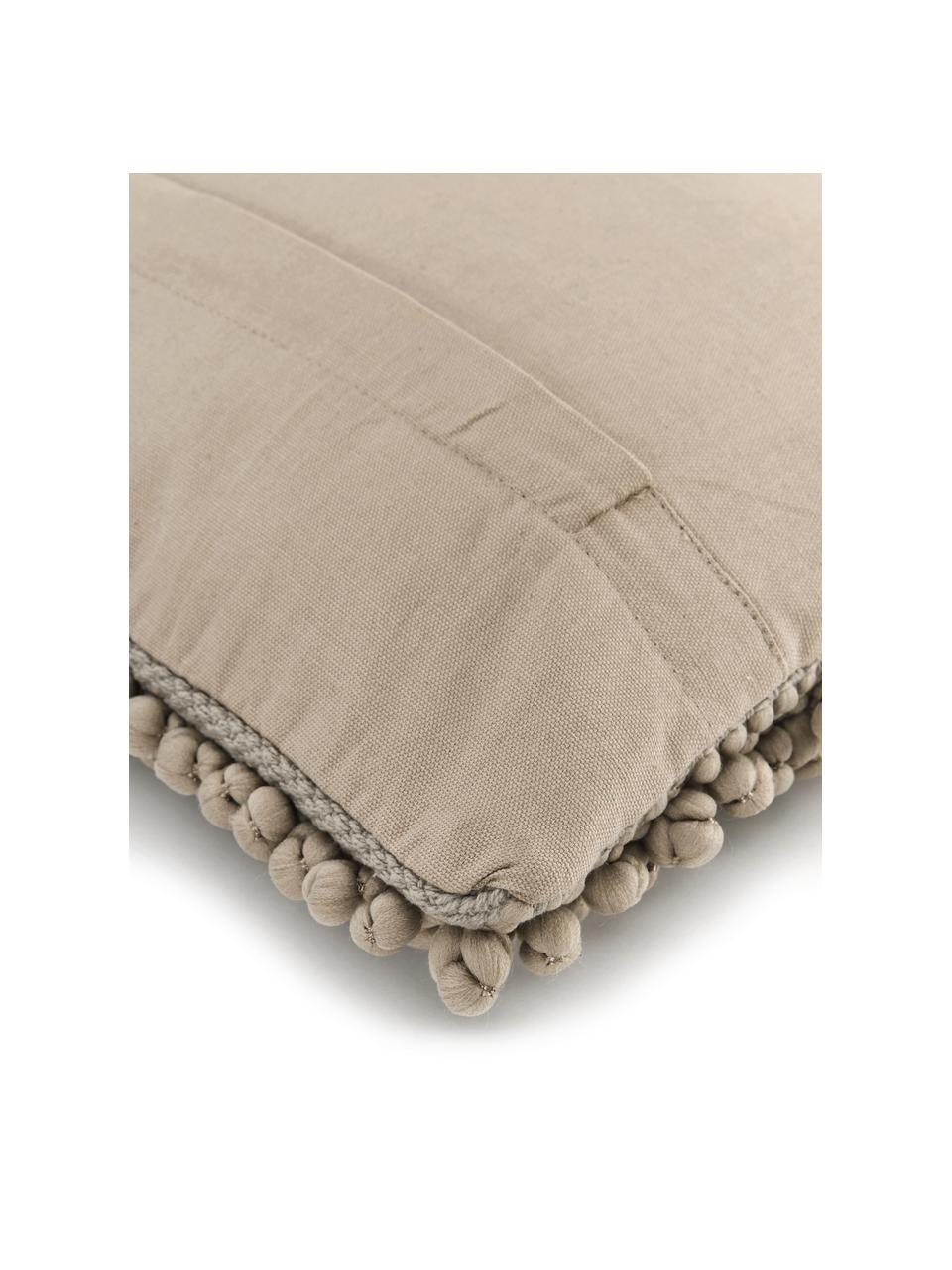 Kissenhülle Iona mit kleinen Stoffkugeln in Beige, Vorderseite: 76% Polyester, 24% Baumwo, Rückseite: 100% Baumwolle, Beige , B 30 x L 50 cm