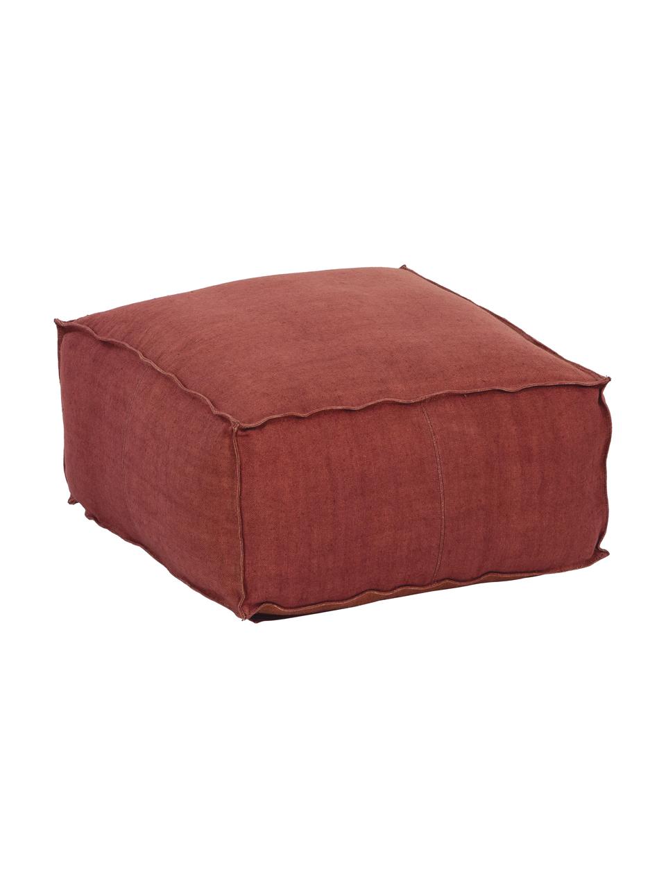 Cojín de suelo artesanal de lino Saffron, Funda: 100% lino, Interior: 100% algodón, Rojo cobrizo, An 50 x Al 25 cm