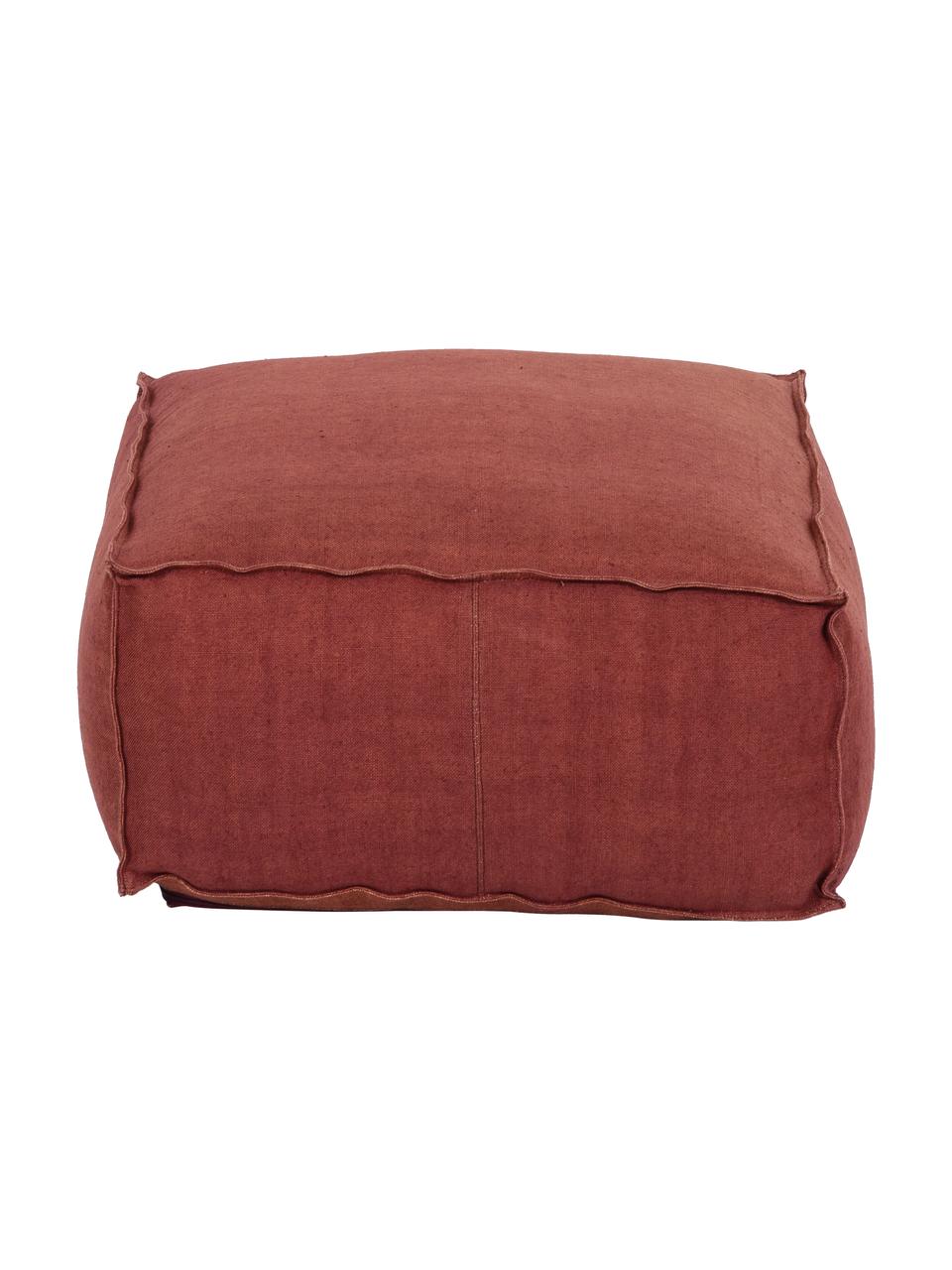 Cuscino da pavimento in lino rosso ruggine fatto a mano Zafferano, Rivestimento: 100% lino, Rosso ruggine, Larg. 50 x Alt. 25 cm