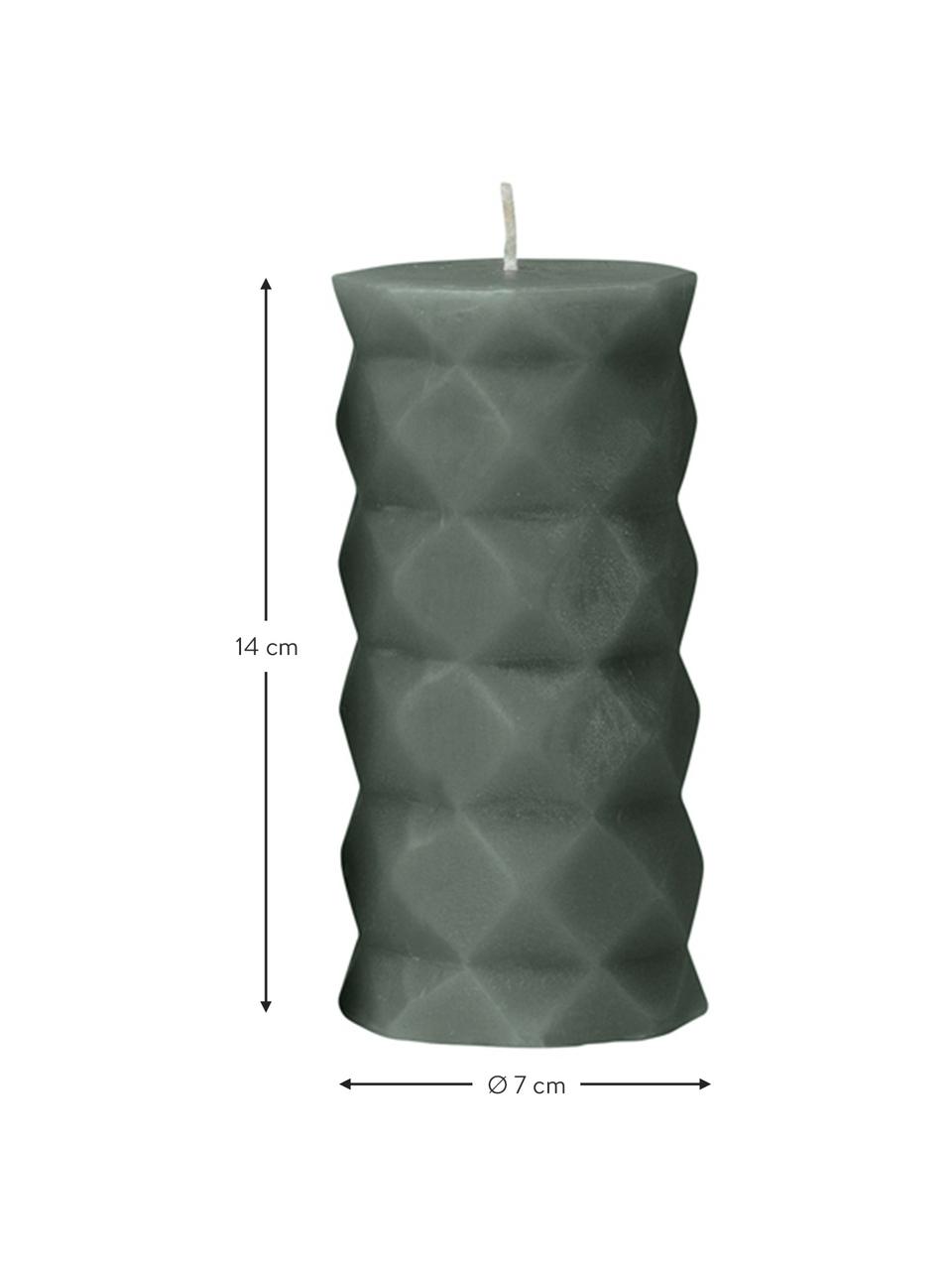 Bougie pilier vert thym Mix Rhomb, 6 élém., 95 % paraffine, 5 % cire de soja, Vert thym, Ø 7 x haut. 14 cm