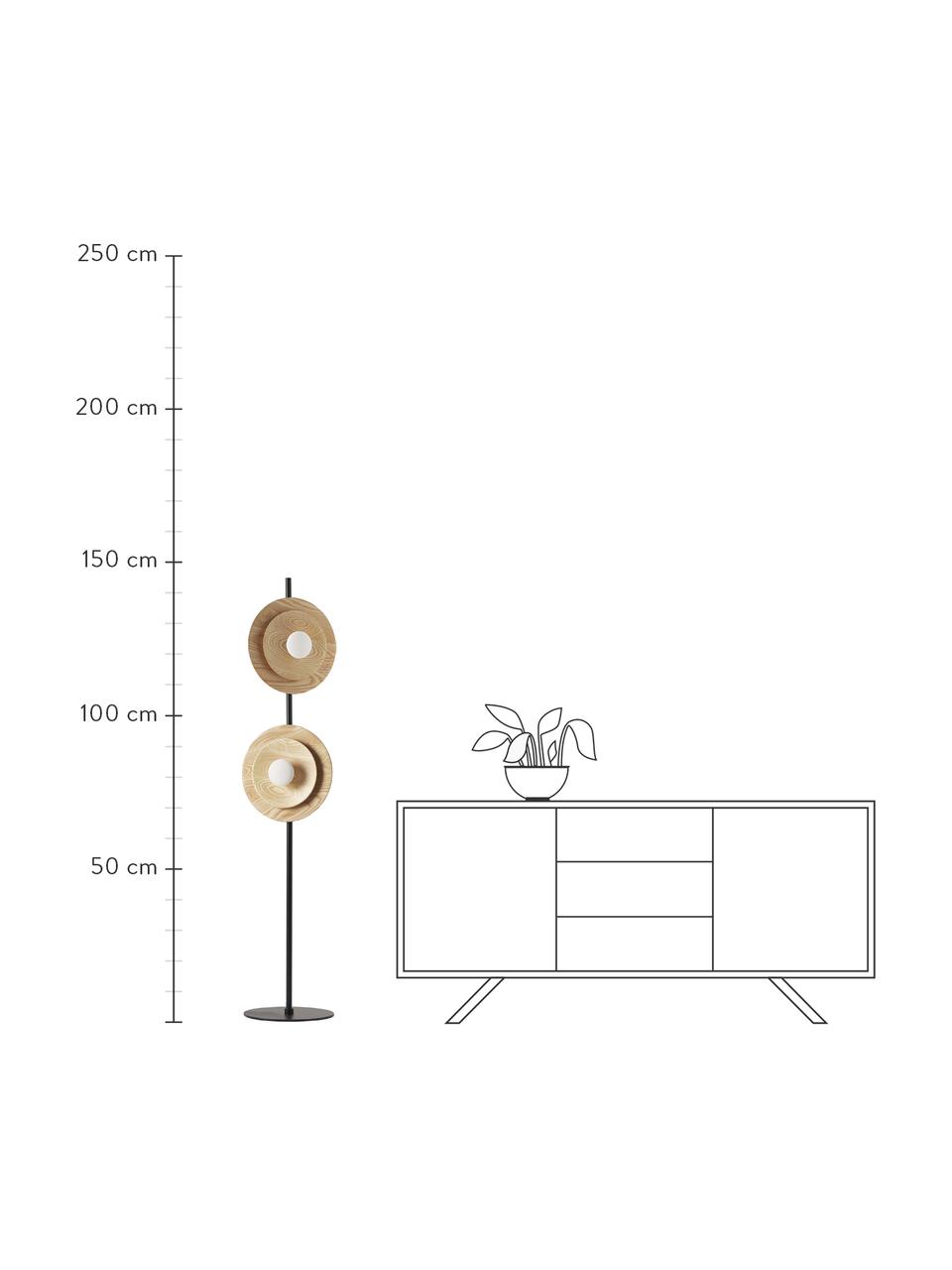Lampada da terra orientabile in legno di frassino Zadie, Nero, legno di frassino, Ø 9 x Alt. 145 cm