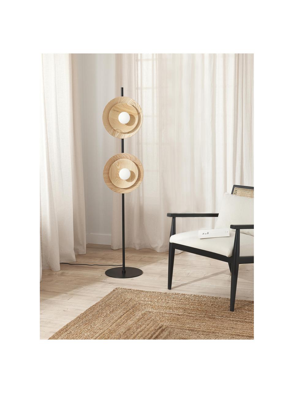 Lampada da tavolo in legno di frassino Desto, Paralume: vetro, Decorazione: 100 % legno di frassino, Verde oliva, Ø 25 x Alt. 36 cm