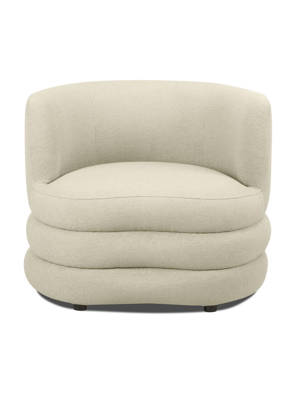 Designer Bouclé-Sessel Solomon, Bezug: 100 % Polyester Der hochw, Gestell: Massives Fichtenholz, FSC, Beine: Kunststoff, Bouclé Salbeigrün, B 95 x T 80 cm
