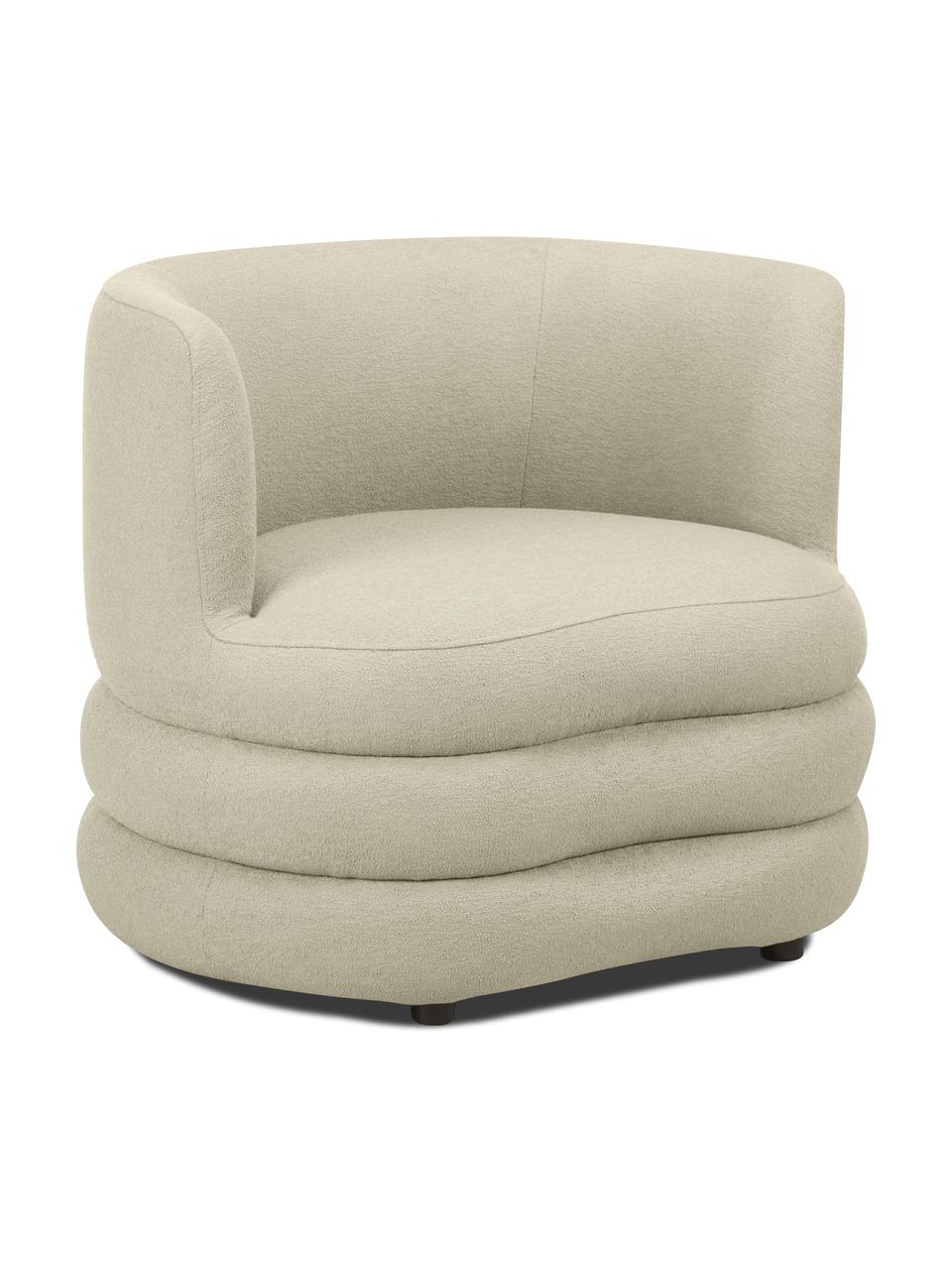 Design bouclé fauteuil Solomon, Bekleding: 100% polyester, Frame: massief sparrenhout, FSC-, Poten: kunststof, Bouclé Matcha Groen, B 95 x D 80 cm