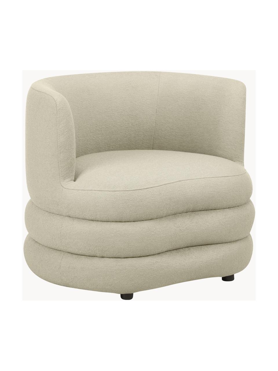 Sillón en tejido bouclé de diseño Solomon, Tapizado: 100% poliéster Alta resis, Estructura: madera de abeto maciza, m, Patas: plástico, Bouclé verde salvia, An 95 x Al 80 cm