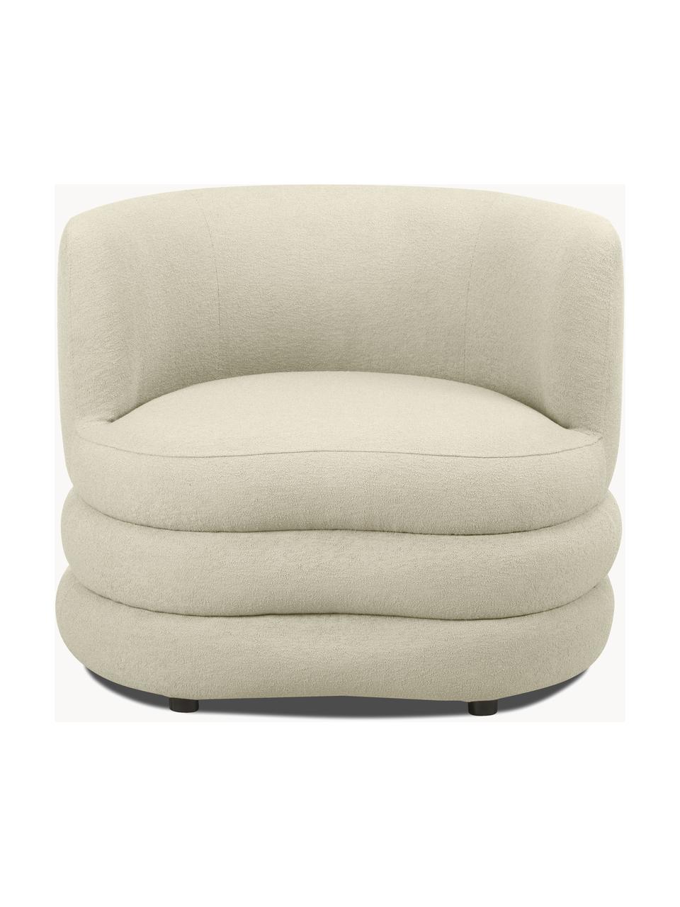 Sillón en tejido bouclé de diseño Solomon, Tapizado: 100% poliéster Alta resis, Estructura: madera de abeto maciza, m, Patas: plástico Este producto es, Bouclé verde salvia, An 95 x Al 80 cm