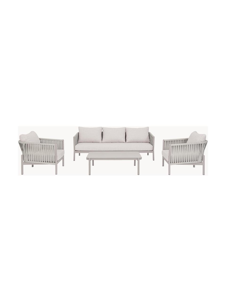 Sofa ogrodowa Florencja (3-osobowa), Tapicerka: 100% polipropylen, Stelaż: aluminium malowane proszk, Jasnobeżowa tkanina, jasny szary, S 220 x G 85 cm