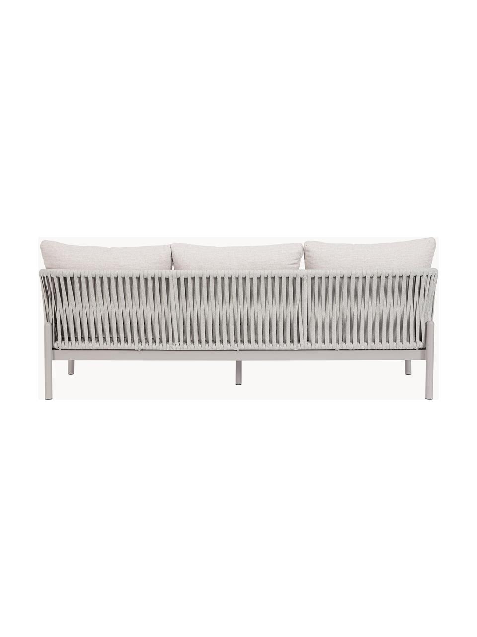 Sofa ogrodowa Florencja (3-osobowa), Tapicerka: 100% polipropylen, Stelaż: aluminium malowane proszk, Jasnobeżowa tkanina, jasny szary, S 220 x G 85 cm