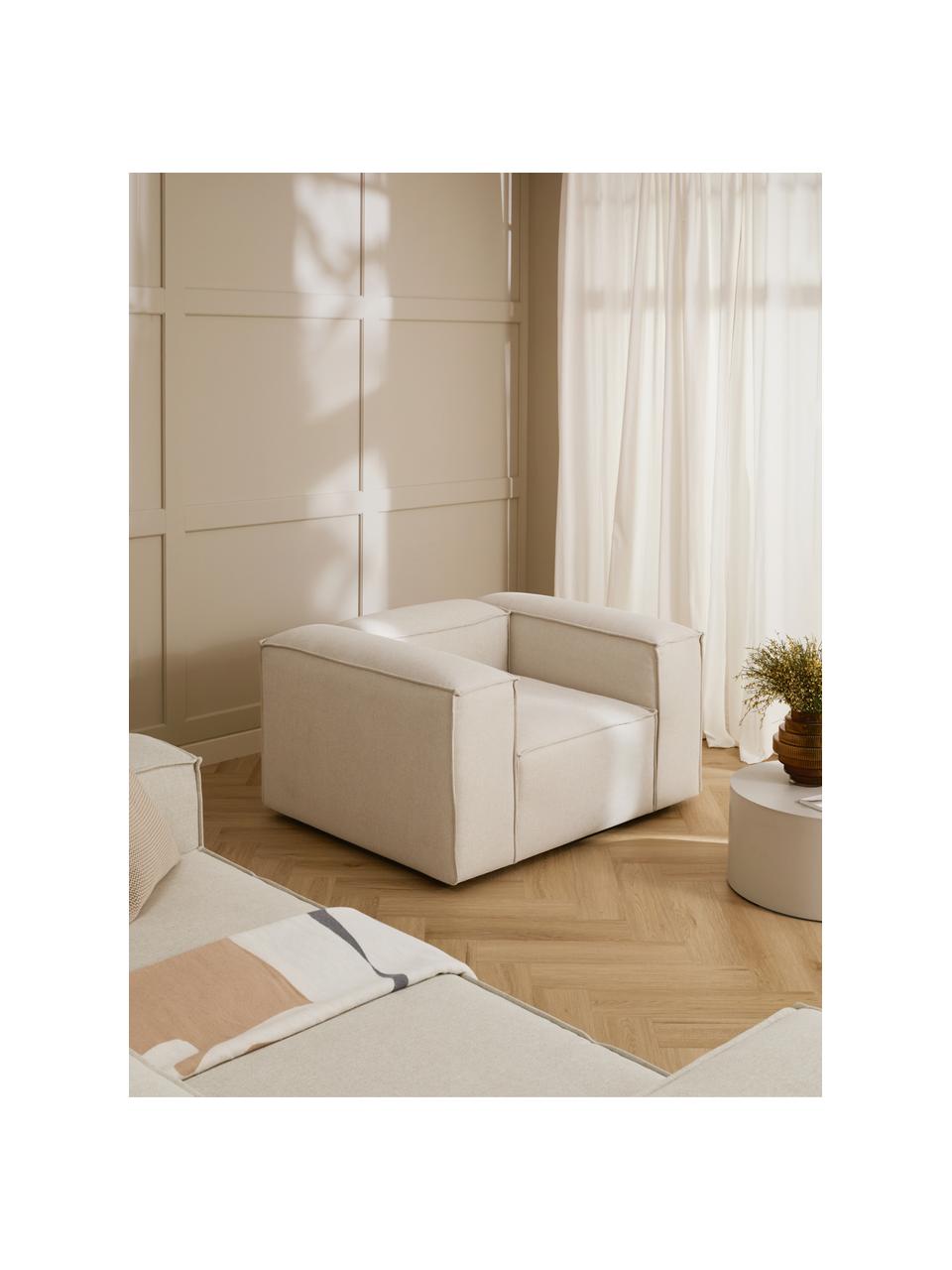 Fauteuil Lennon, Tissu blanc cassé, larg. 130 x prof. 101 cm