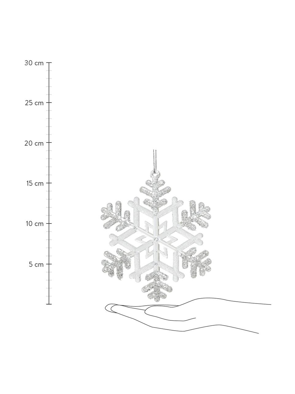 Décorations de sapin de Noël Snowflakes, 4 élém., Acrylique, Transparent, argenté, Ø 14 cm