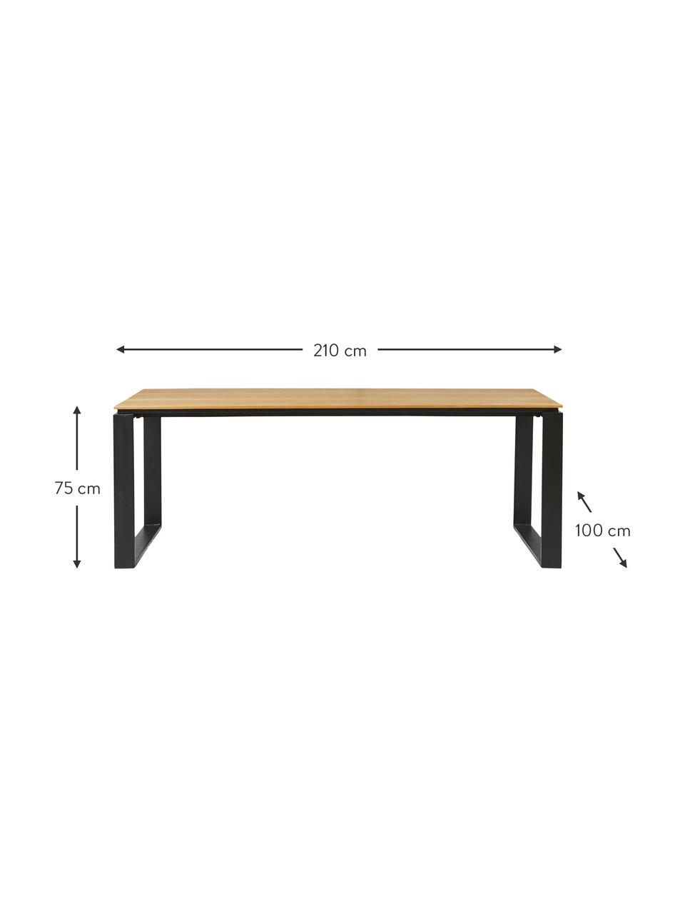 Tavolo da giardino in legno di teak Brutus, Gambe: plastica, Legno di teak, nero, Larg. 210 x Prof. 100 cm