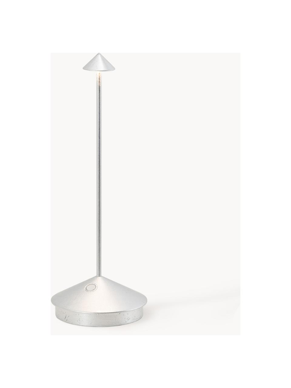 Malá přenosná stolní LED lampa Pina, stmívatelná, Lesklý nikl, Ø 11 cm, V 29 cm