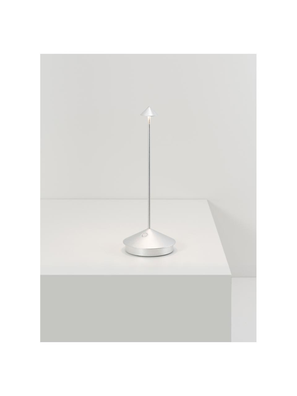 Malá prenosná stolová LED lampa Pina, Odtiene striebornej, Ø 11 x V 29 cm