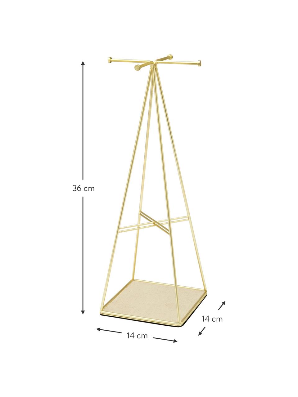 Schmuckständer Prisma, Unterseite: Leinen, Messing, matt, Beige, 14 x 36 cm