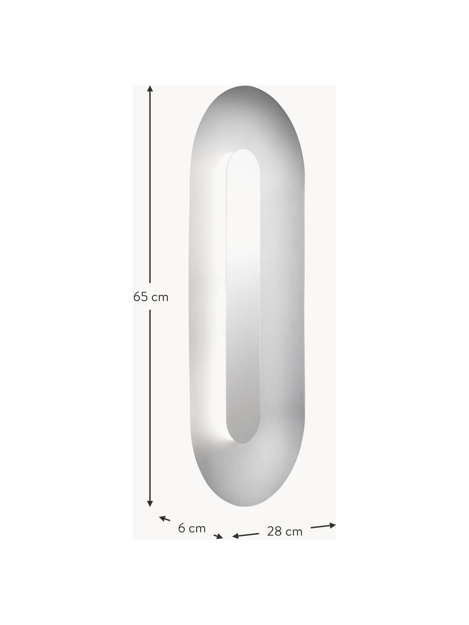 Große dimmbare LED-Wandleuchte Sasi, Metall, beschichtet, Silberfarben, B 28 x H 65 cm