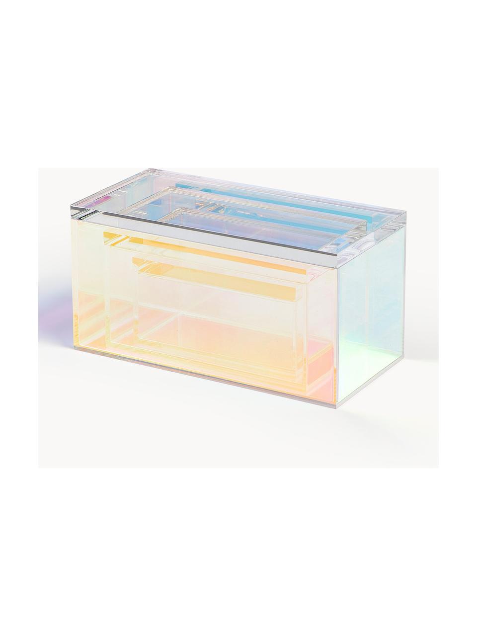 Opbergdozen Yuki, set van 3, Acrylglas, Meerkleurig, Set met verschillende formaten