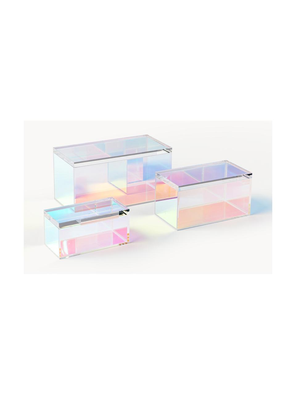 Opbergdozen Yuki, set van 3, Acrylglas, Meerkleurig, Set met verschillende formaten